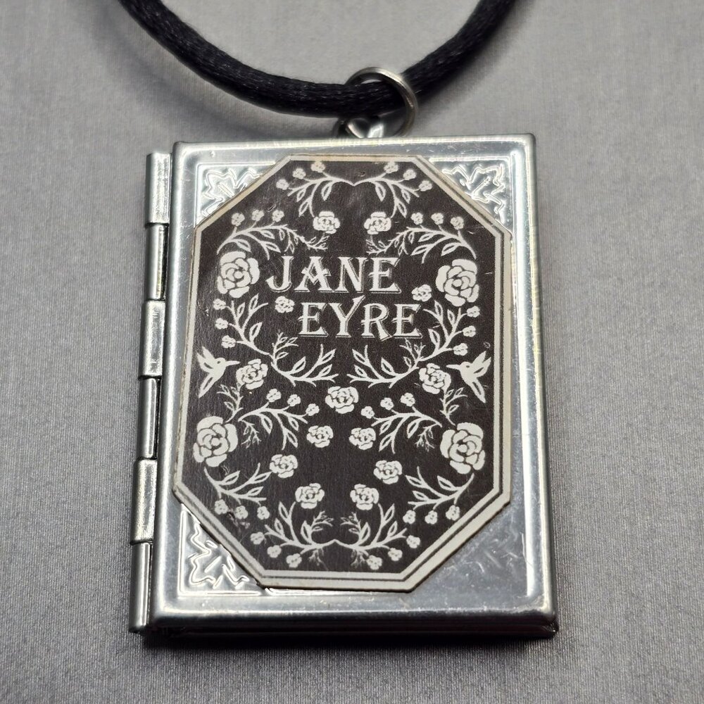 Jane Eyre Book Locket Necklace 22" Silver Plated Pendant w/ 925 Chain - Picture 2 of 9